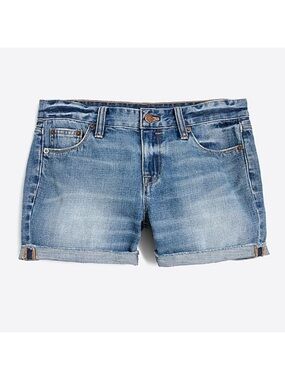 J.CREW SHORTIE BLUE JEAN SHORTS WOMENS SIZE 27 ROLL CUFF DENIM SHORTS 3.5”